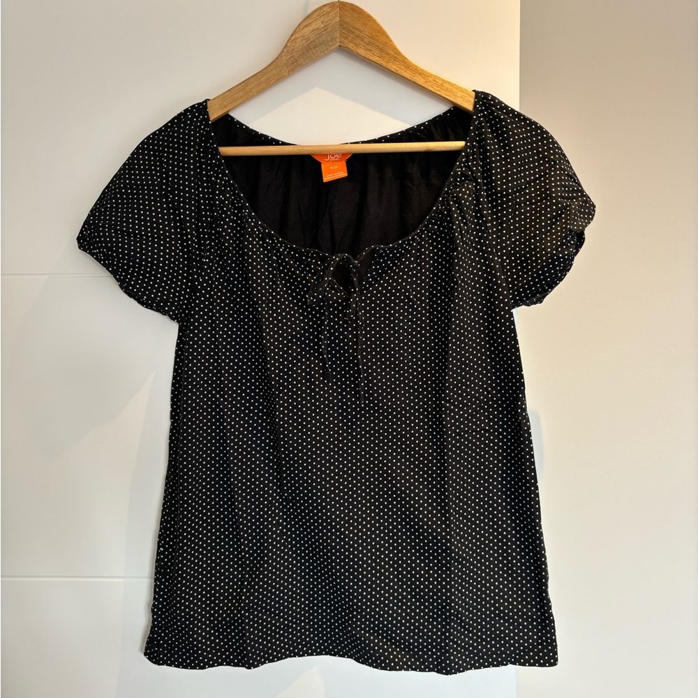Joe Fresh Black Polka Dot Short Sleeve Tee
